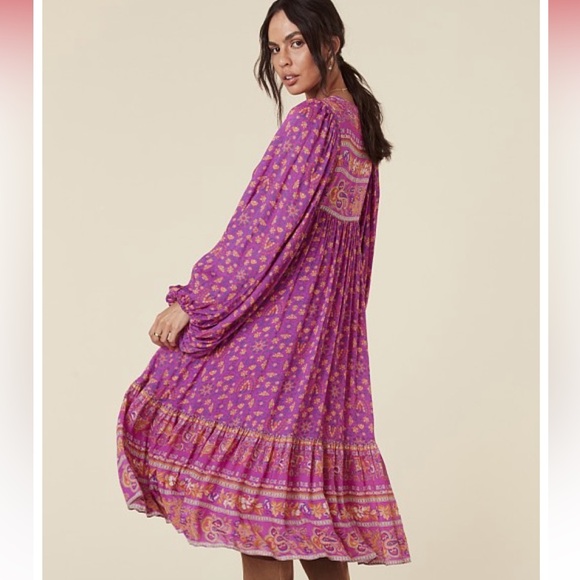 Spell and The Gypsy Collective Madame Peacock Boho Dress Boysenberry NWT! - Picture 6 of 8